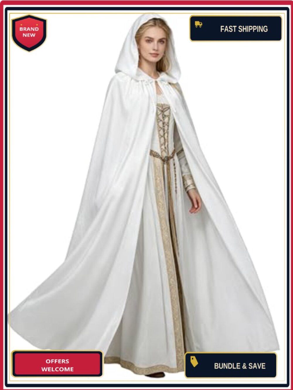 Velvet Hooded Cloak Adult Renaissance Halloween Witch Wizard Costume Cape